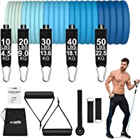 Los mejores  - WOTEK Bandas Elasticas Musculacion-Set de Bandas de Resistencia con Cinco Tubo de Látex-Bandas de Resistencia Fitness…